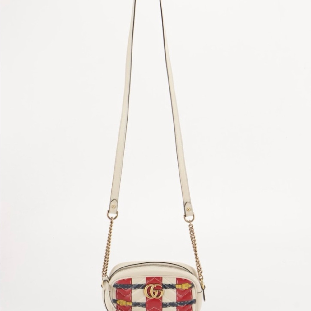 GUCCI Trompe L'Oeil Print GG Marmont Chain Shoulder Bag in Matelassé Leather - Picture 8 of 8